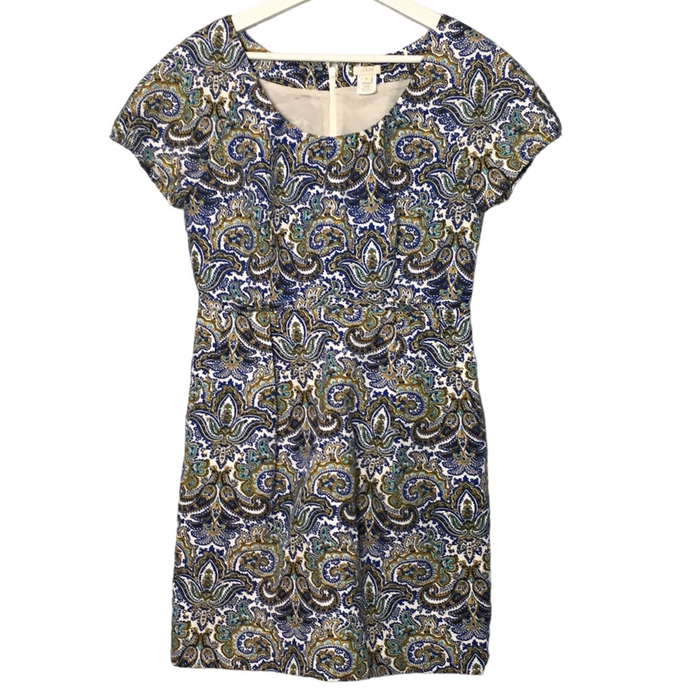 J.Crew Silk/Cotton Multicolor Mosaic Short Sleeves Casual Dress 8